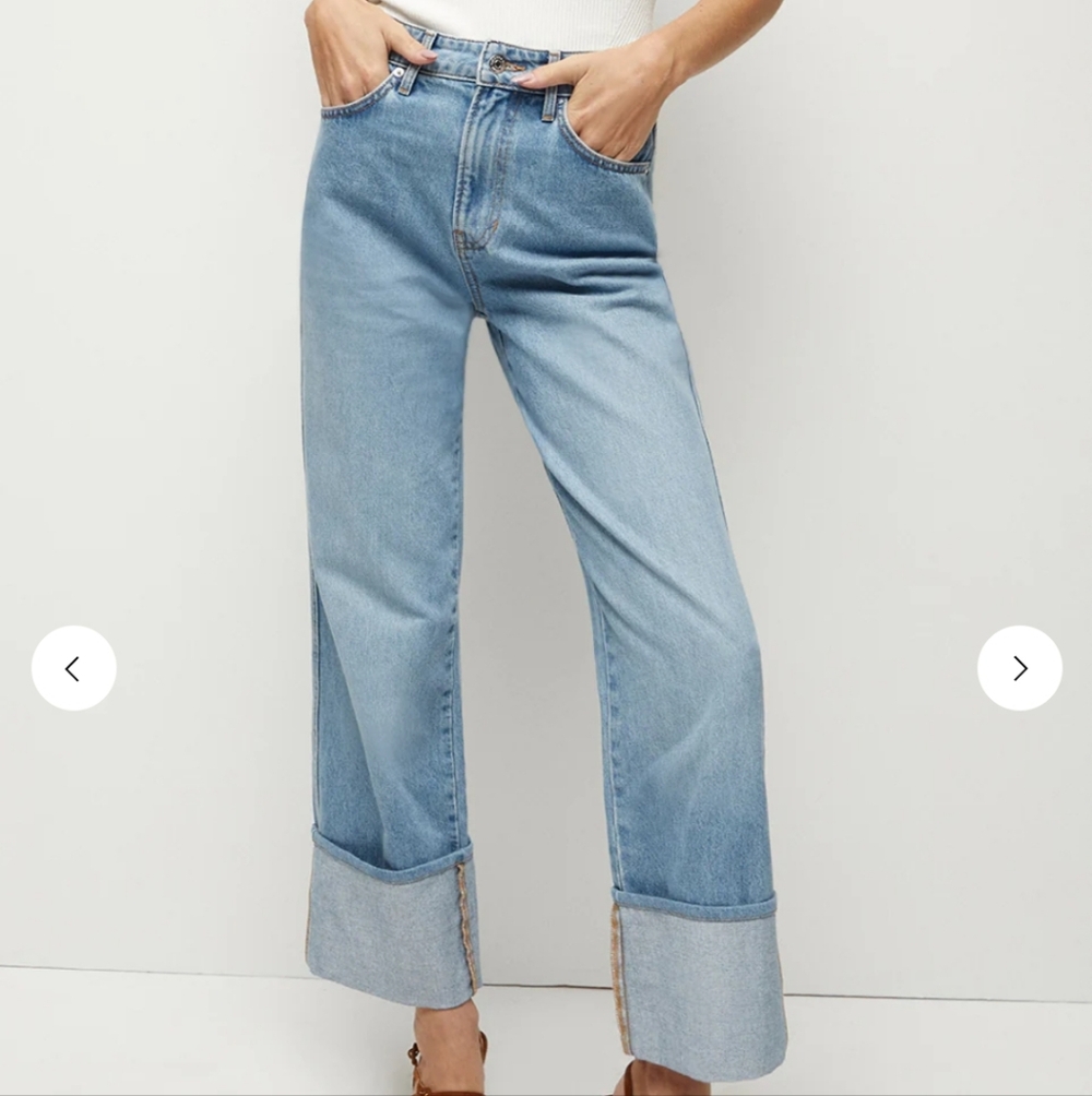 Veronica Beard Dylan Full Length Straight Leg High Rise Cuffed Jeans - Picture 14 of 14